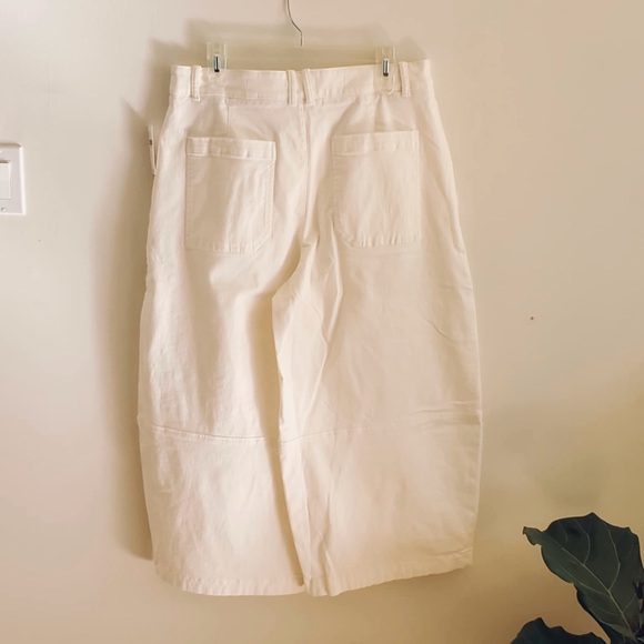 NWT Anthropologie Maeve Pleated Barrel Leg Chino Pants White Size 12 - Picture 11 of 12